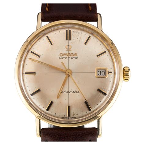 gold omega watch men's|14k gold omega men's watch.